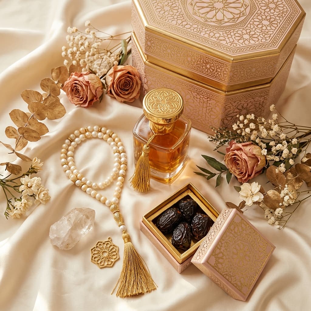 Luxury Nikah gift set with perfume and dried flowers
